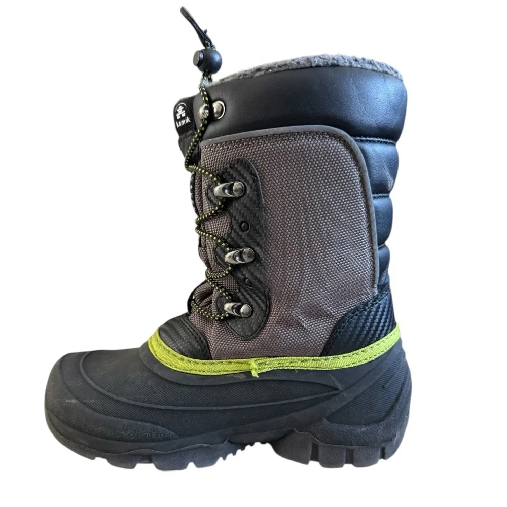 Kamik Waterproof Snow Boots Fleece Insulated Winter Outdoor Gray Black Kids 2
